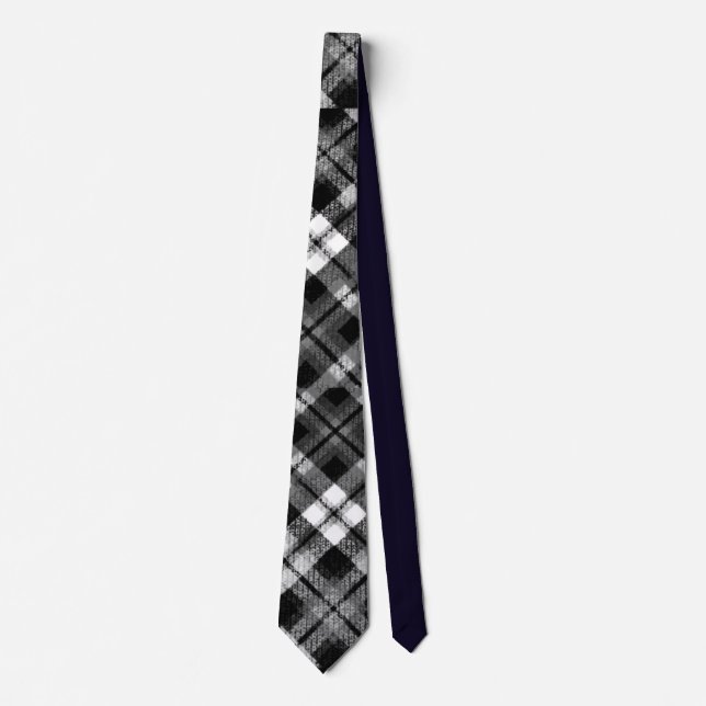 Gravata Xadrez Verificação de Tartan Black White Farmhouse (Frente)