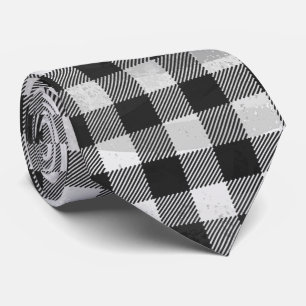 Gravata Xadrez Verificada De Preto E Branco