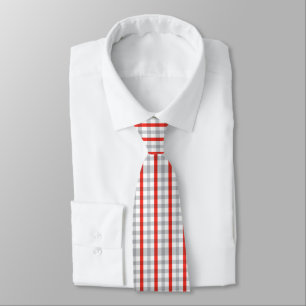 Gravata Xadrez Vermelho Cinza Branco Clássico Tradicional