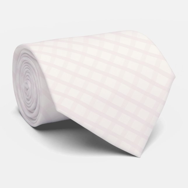 Gravata Xampanhe Rosado e Gingham Floral Branco Creme (Rolled)