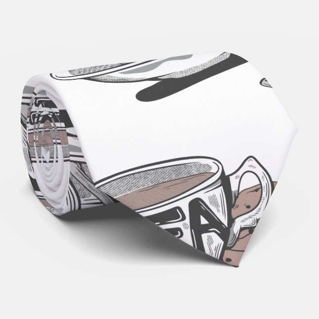 Gravata xícara de chá PADRÃO COM COLHER TODA TRANSA (Rolled)