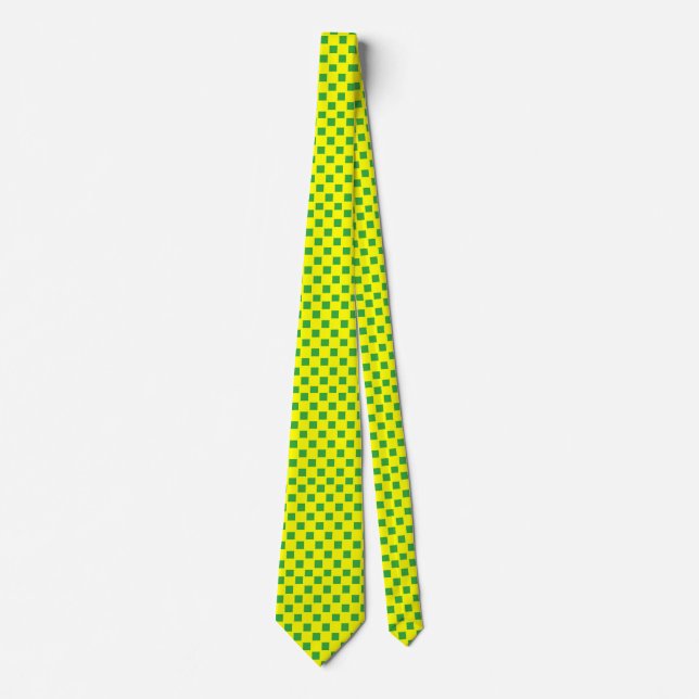 Gravata Yellow and Green Checked Custom Tie (Frente)