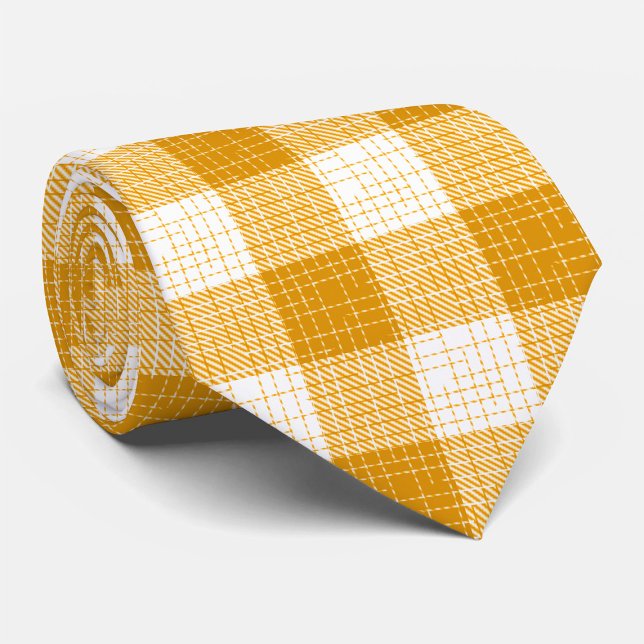 Gravata Yellow and White Bold Checkered Plaid Design  (Criador carregado)