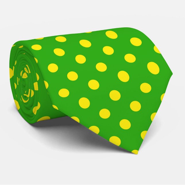 Gravata Yellow On Green Polka Dots Pattern Design  (Criador carregado)