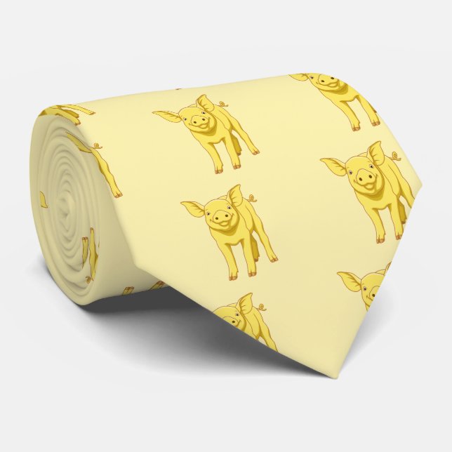 Gravata Yellow Pig Day July 17 Cute Piglet (Rolled)