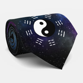 Gravata Yin Yang com Símbolos Bagua Trigram I-Ching
