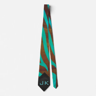 Gravata Zebra Brown e Teal com Monograma