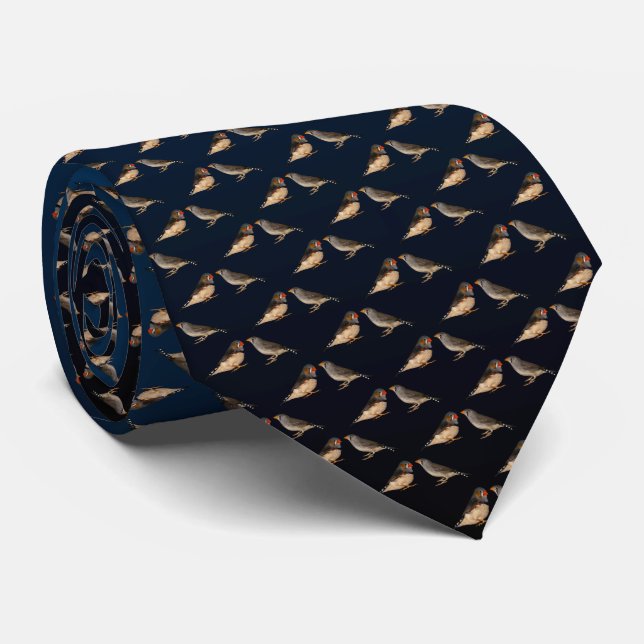 Gravata Zebra Finch Frenzy Dupla Face (Azul/Preto) (Rolled)