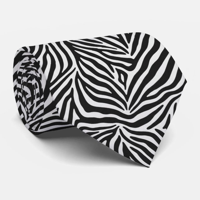 Gravata Zebra Print Classic Black & White (Rolled)