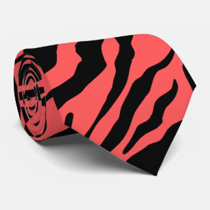 Gravata Zebra única, padrão vermelho e preto riscado