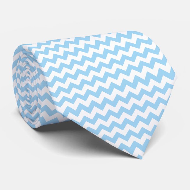 Gravata Zigzag Azul, Chevron Azul, Padrão Geométrico (Rolled)