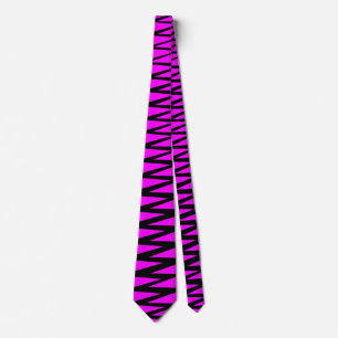 Gravata Zigzag - Preto com magenta