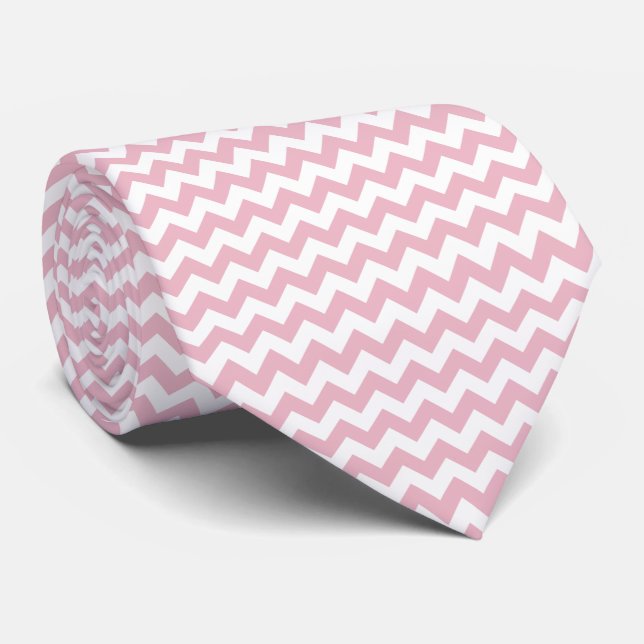 Gravata Zigzag Rosa, Chevron Rosa, Padrão Geométrico (Rolled)
