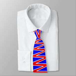 Gravata Zigzag - Vermelho e branco no azul 0000FF