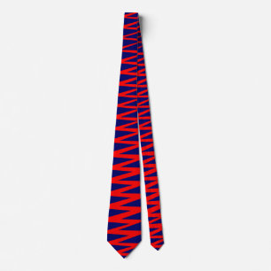 Gravata Zigzag - Vermelho em azul escuro 000066
