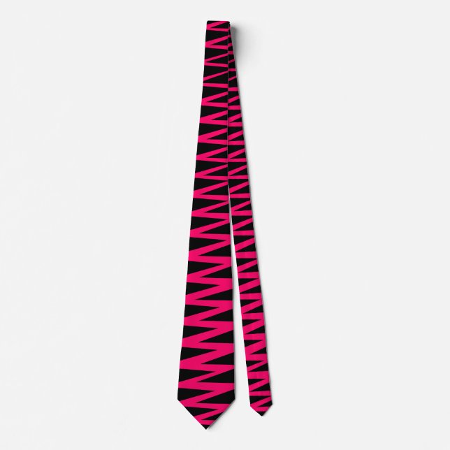 Gravata Zigzag - Vermelho neon a preto (Frente)