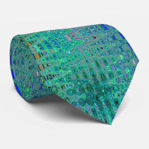 Gravata Zigzags Retrô Atômicos Verdes e Pretos Abstratos L