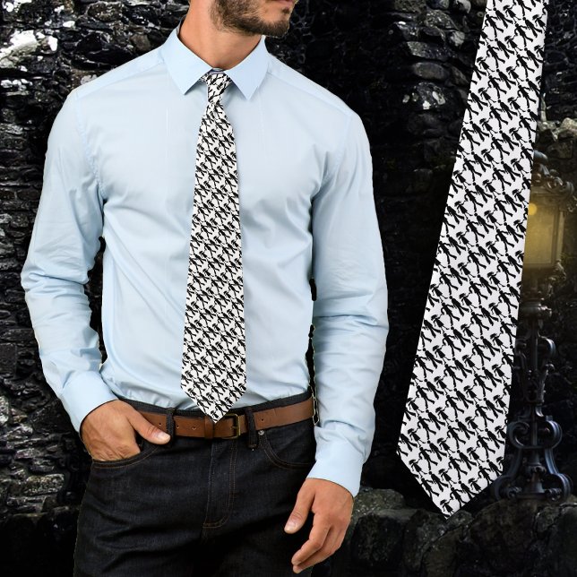 Gravata Zombies Halloween Black and White Pattern Tie (Criador carregado)