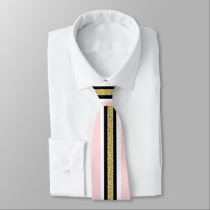 Gravatas masculinas cor-de-rosa e branco com listr