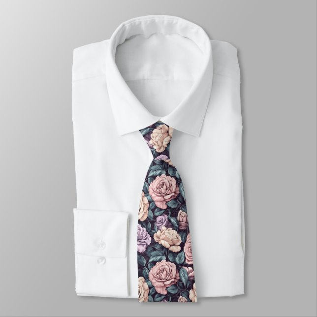 Gravatas Masculinas Lindas Floral Rosa (Amarrado)