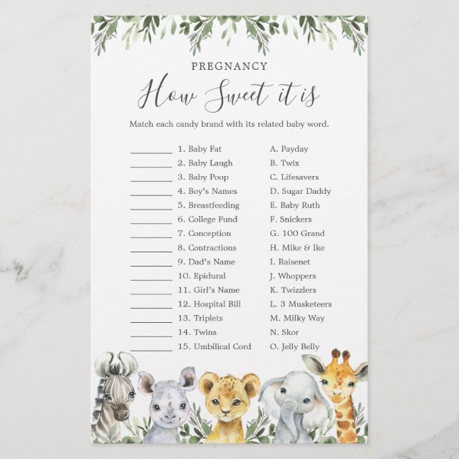 Gravidez Do Chá de fraldas Safari Como É Doce (Frente)