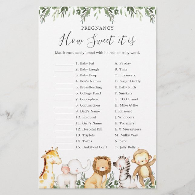 Gravidez Do Chá de fraldas Safari Como É Doce (Frente)