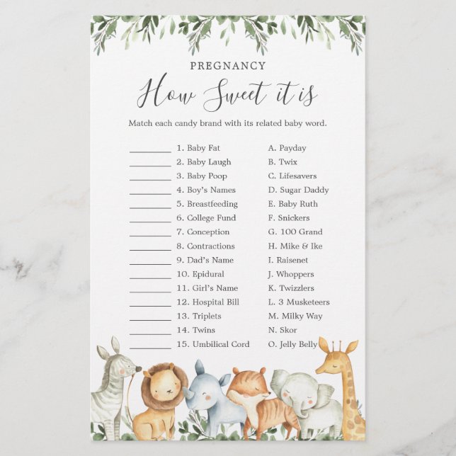 Gravidez Do Chá de fraldas Safari Como É Doce (Frente)