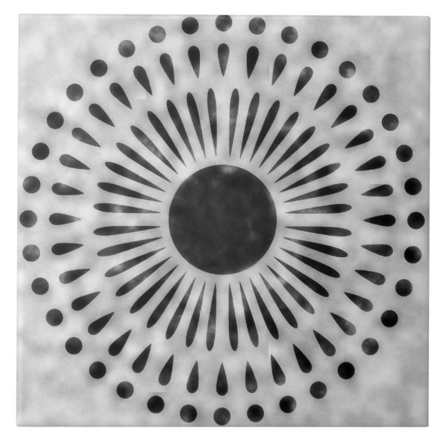 Gray and Black Sunburst Tile Decorative Art (Frente)