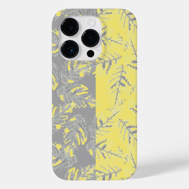 Gray and yellow leaves on a striped background. (Verso)