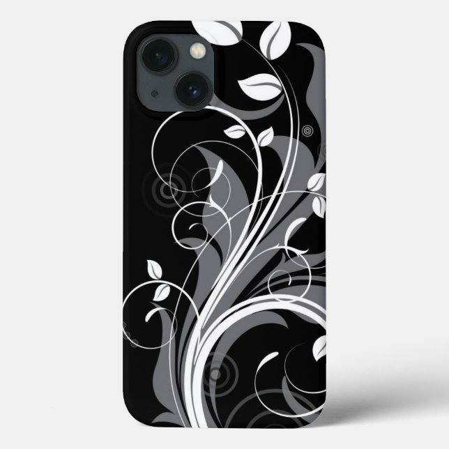 Gray Floral Pattern on Black (Verso)