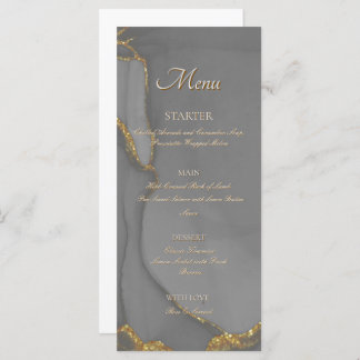 Gray Glitter Alcohol Ink Chic Flat Menu