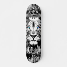 Gray Lion Portrait Drawing - Lion Skateboard