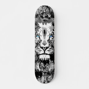 Gray Lion Portrait Drawing - Lion Skateboard
