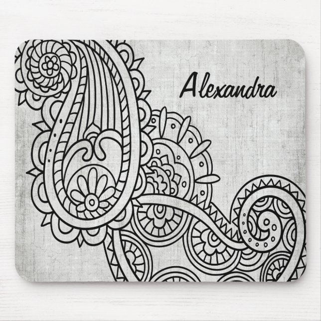 Gray Mehndi Motif Mousepad (Frente)