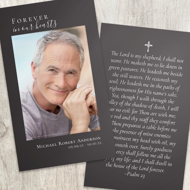 Gray Photo Memorial Prayer Card (Criador carregado)