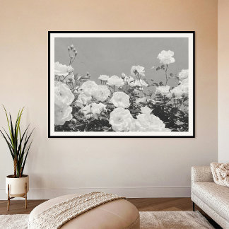 Gray Roses Floral Garden Photo Art Print Poster