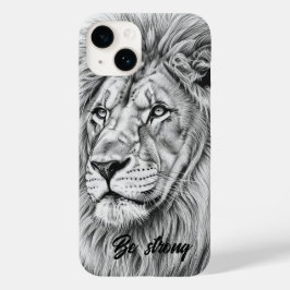 Gray Sketch Fierce Lion Be Strong Phone Case