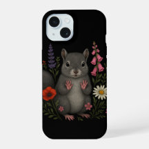 Gray Squirrel Among the Flowers – Dark Cottagecore