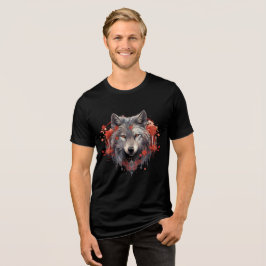 Gray Wolf with Red Flowers Illustration