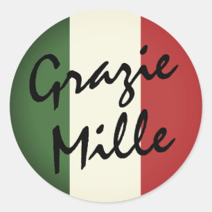 Grazie Mille - Etiquetas Redondas Italianas
