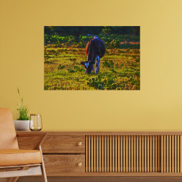 Grazing de vaca no Texas Holstein Art Poster