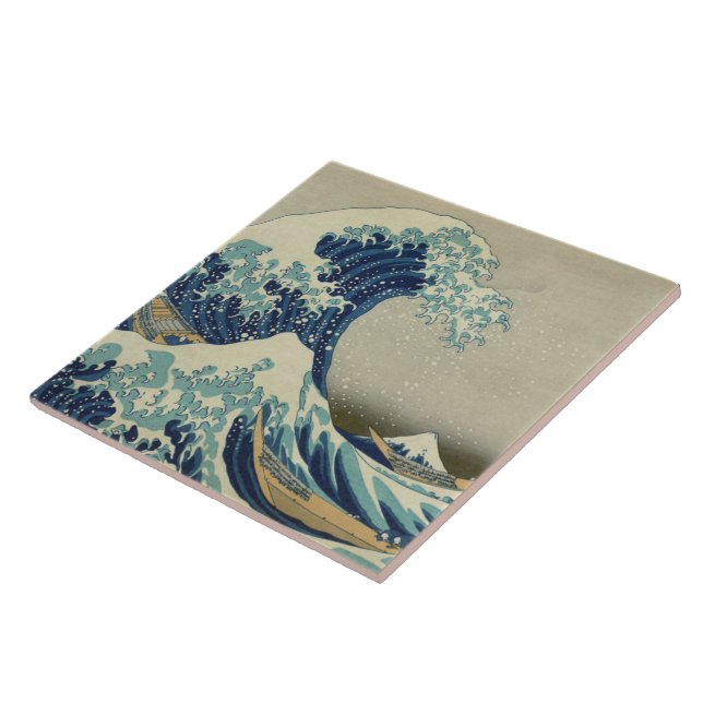 "Great Wave off Kanagawa" by Hokusai ceramic tile (Lateral)