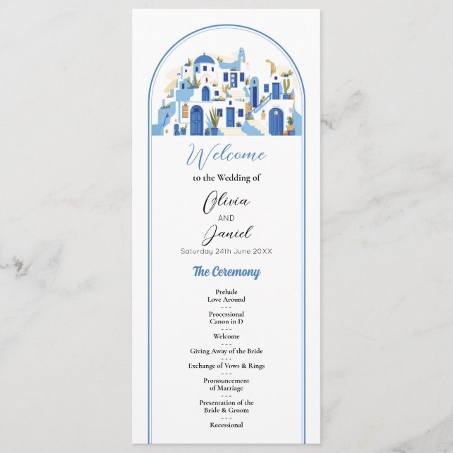 Grécia de Detalhes da Cerimônia do Menu Casamento  (Frente)