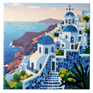 Grécia de Santorini em Sunset - Ilha Grega
