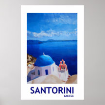 Grécia Santorini - Estilo Retro Poster II