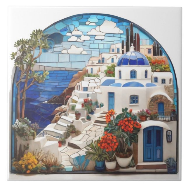 Grécia Santorini, Faux Mosaic Arch, Vila Grega (Frente)