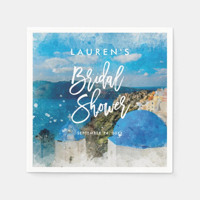 Grécia Santorini guardanapos de chá de panela de v (Frente)