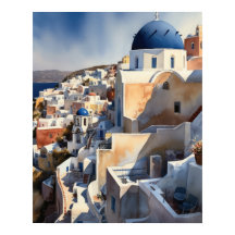 Grécia Santorini Paisagem Viagem Impressão