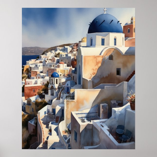 Grécia Santorini Paisagem Viagem Impressão (Frente)