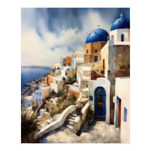 Grécia Santorini Paisagem Viagem Impressão